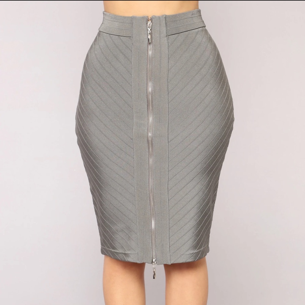 Olive/Grey Bandage Skirt - Picture 2 of 6